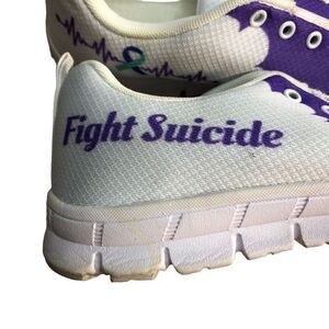 Fight Suicide Shoes As Shown Size 9 Womens 7 Mens Purple and White
